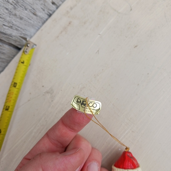Vintage Enesco Wooden Santa Icicle Christmas Ornament Rustic Decor Hanging - Picture 4 of 6